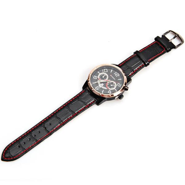 Curren Quartz Watch with Leather Band (Black 4.7cm Dial) Unisex - Champagne 